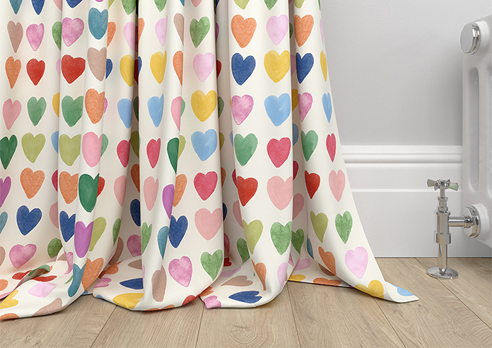 Wee Blue Bell Love Hearts, Multi - Made to Measure Curtains - Image 6